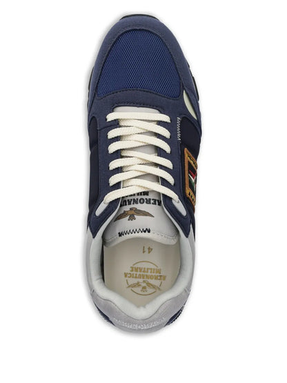 Aeronautica Militare Patch-Detail Sneakers — Navy Blue — Size US M 5.5 - US W 7 — Back View
