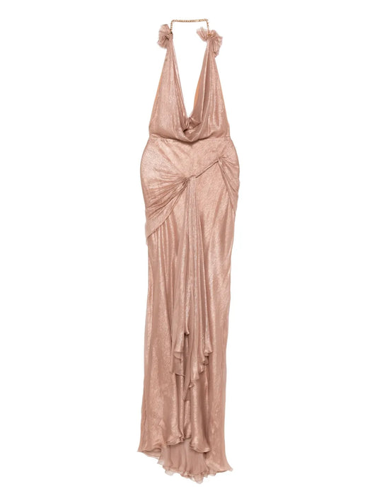 Maria Lucia Hohan Alix Draped Dress — Brown — Size XS — Front View