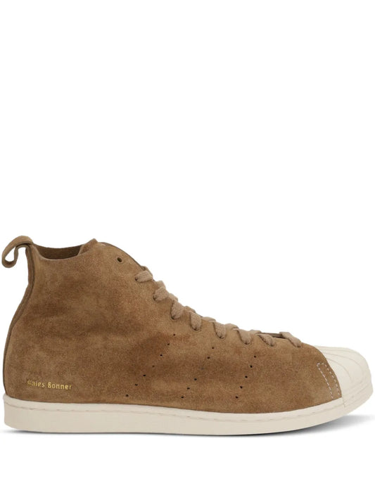 adidas Suede High-Top Sneakers — Brown — Size US M 4 - US W 5.5 — Front View