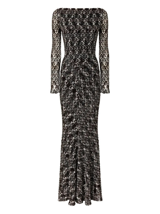 Missoni Floral Lace Long Sleeve Maxi Dress — Black — Size XS — Front View