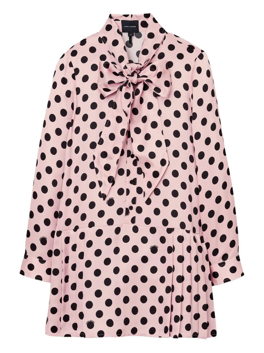 Marc Jacobs Polka Dot Pattern Pleated Mini Dress — Pink — Size XS — Front View