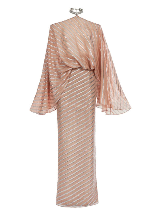 Taller Marmo Cyclades Maxi Dress — Pink/ Silver — Size XS — Front View