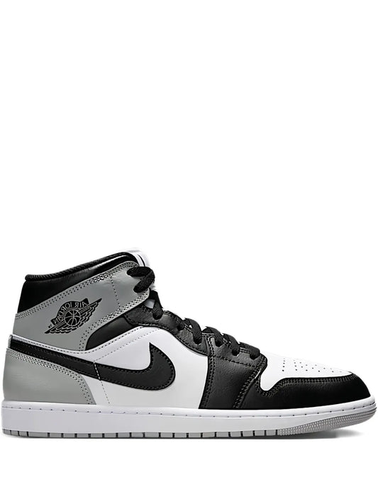 Air Jordan 1 Mid Barons - White/Light Smoke Grey/Black Sneakers — White/Black/Grey — Size US M 9.5 - US W 11 — Front View