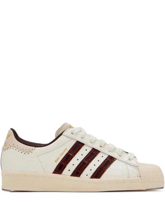 adidas Superstar Sneakers — Beige/White/Brown — Size US M 9.5 - US W 11 — Front View