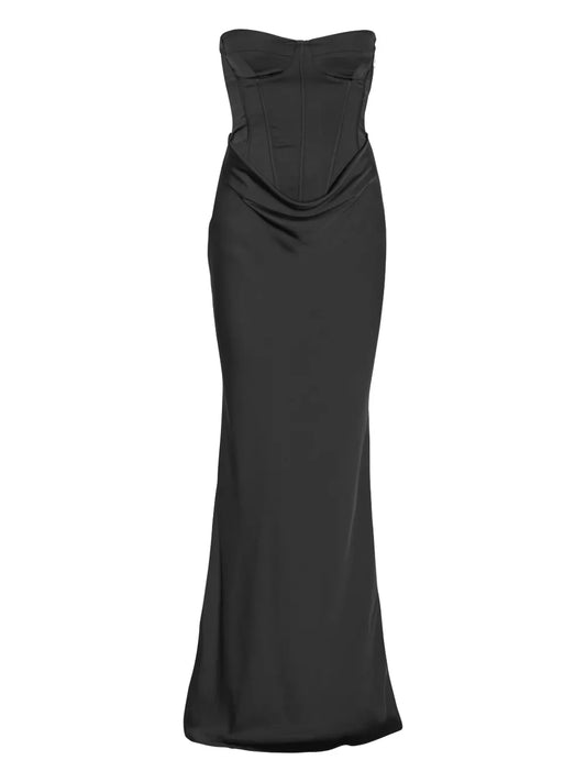 Rotate Birger Christensen Corset Maxi Dress — Black — Size XS — Front View