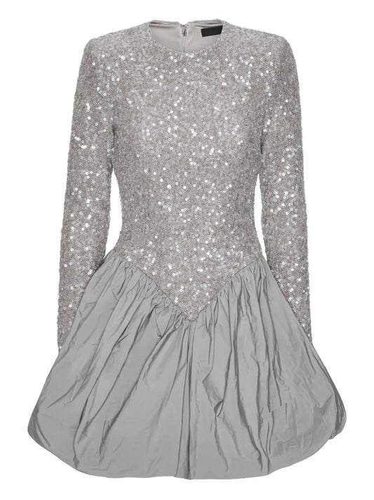 Rotate Birger Christensen Sequin Embellished Bubble Mini Dress — Grey — Size XS — Front View