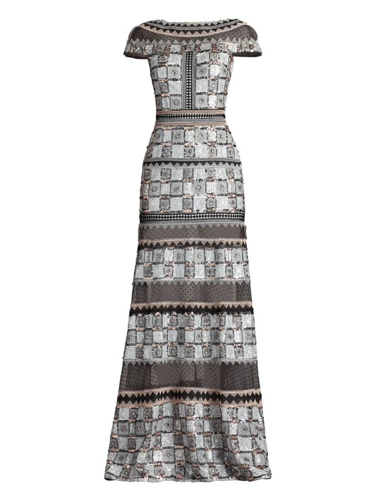 Tadashi Shoji Jovie Dress — Silver — Size XS — Front View