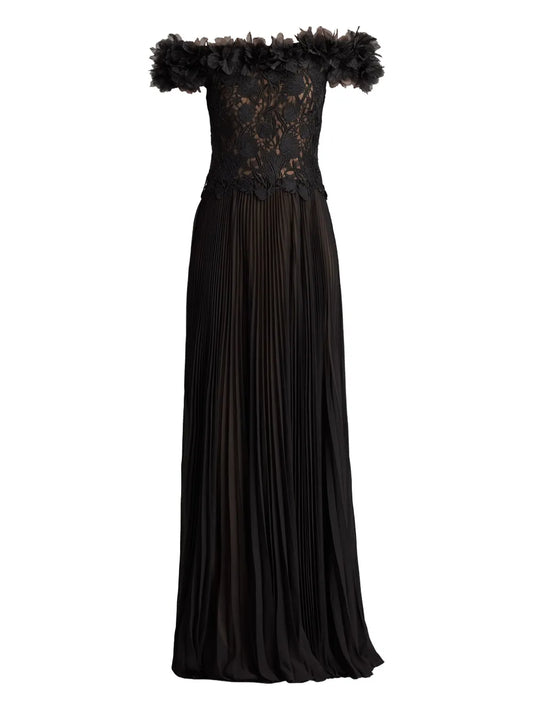Tadashi Shoji Floral Lace Dress — Black — Size XS — Front View