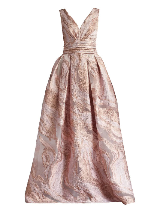 Tadashi Shoji Fontaine Gown Dress — Pink — Size XS — Front View