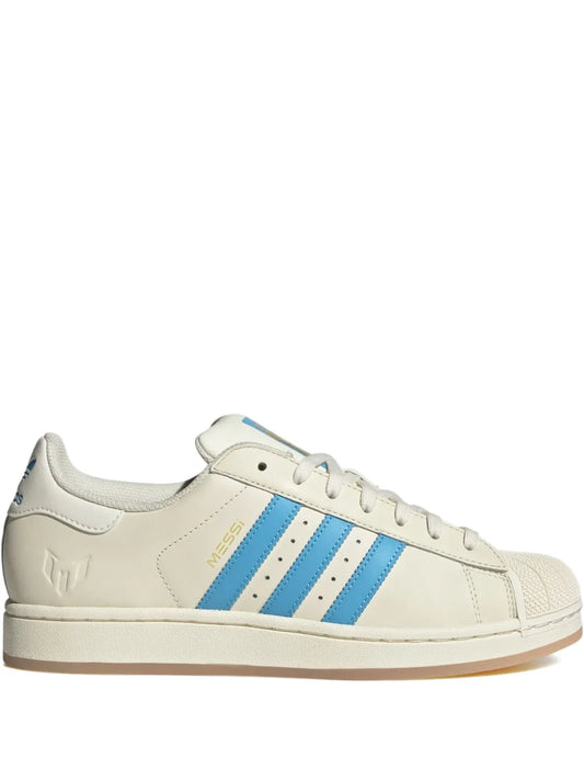 adidas Superstar Lionel Messi Cream White/Semi Blue Burst Sneakers — White — Size US M 10.5 - US W 12 — Front View