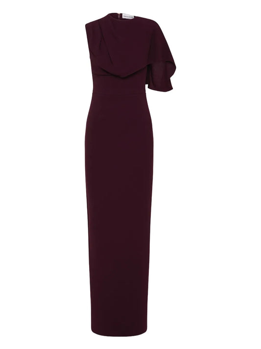 Rebecca Vallance Draped Cape Gown — Black — Size XS — Front View