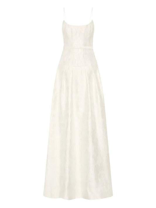 Rebecca Vallance Vanilla Dreams Textured Panelled Gown — Red/ Ivory — Size XS — Front View