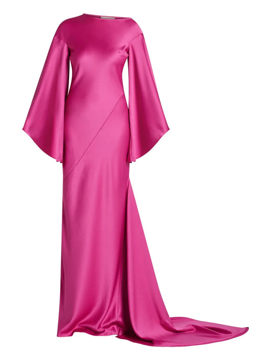 De La Vali Flared Sleeve Dress — Red/ Pink — Size XS — Front View