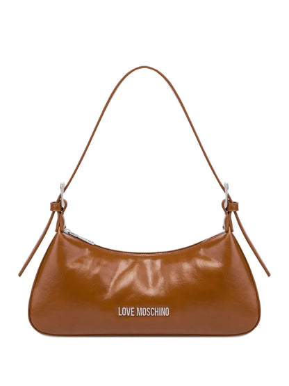 Love Moschino Curved Leather Shoulder Bag — Same as shown — Size One Size — Front View
