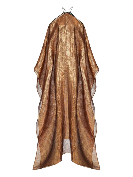 Taller Marmo Metallic Tassel Dress — Gold — Size XS — Front View