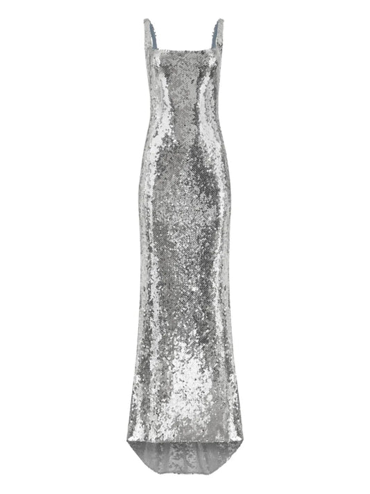 16Arlington Electra Sequinned Gown — Silver — Size XS — Front View