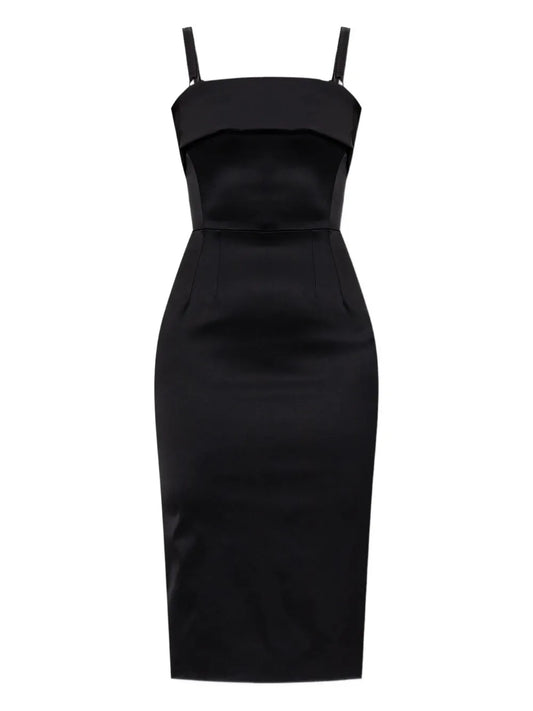 Dolce Gabbana Satin Strap Mini Dress — Black — Size S — Front View