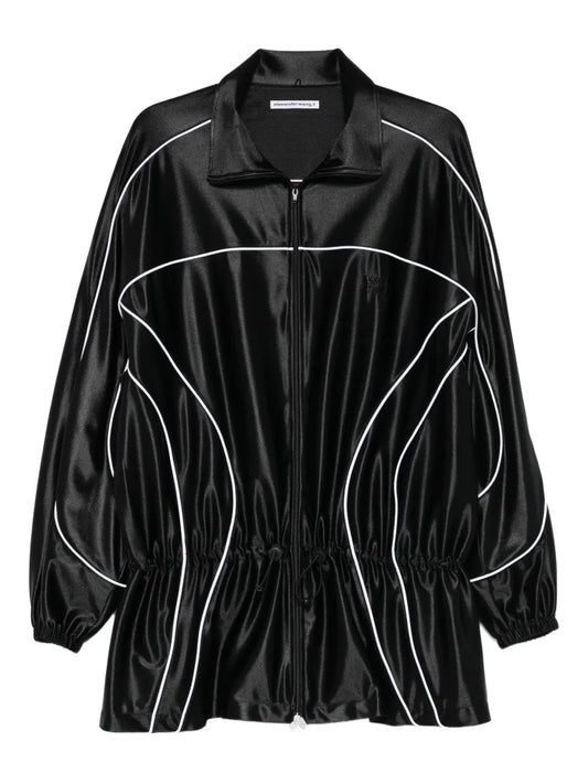 Alexander Wang Reflective Piping Drop Waist Mini Dress — Black — Size XS — Front View