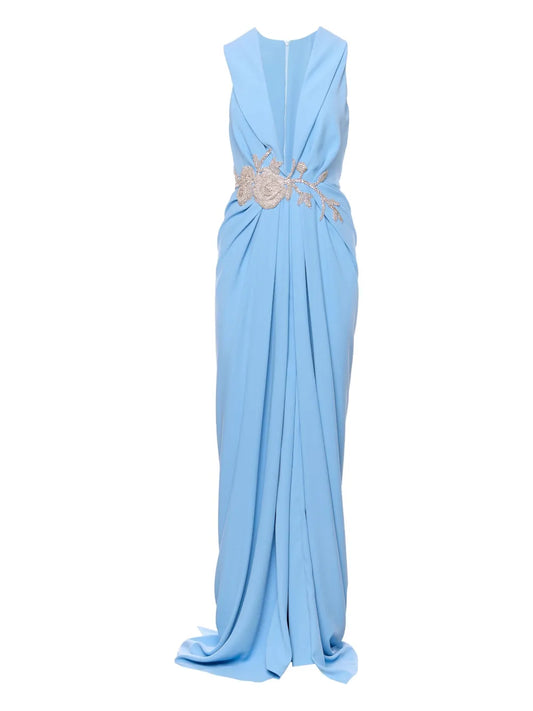Ana Radu Embellished Maxi Dress — Blue — Size XS — Front View