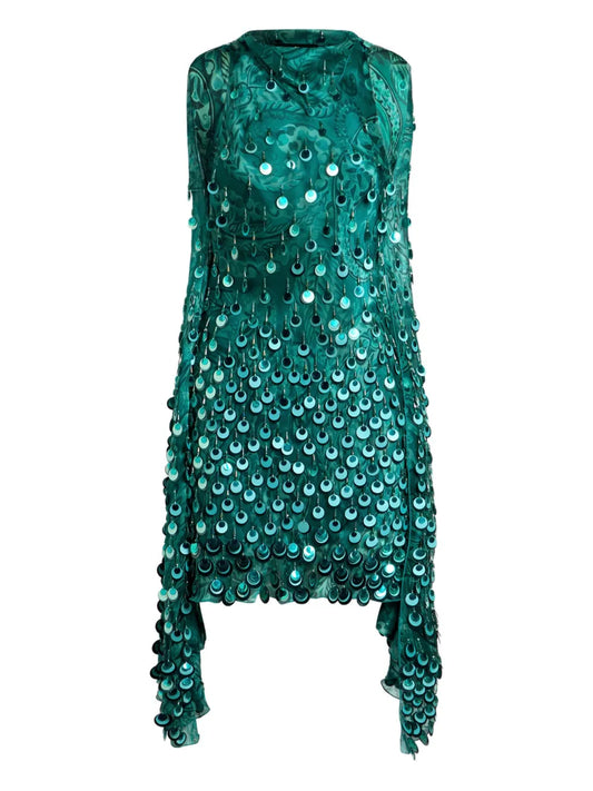 Etro Paisley Print Sequin Mini Dress — Same as shown — Size XS — Front View