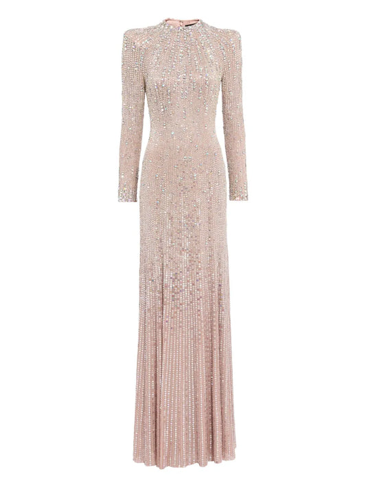 Jenny Packham Rory Embellished Mock Neck Maxi Dress — Same as shown — Size XS — Front View