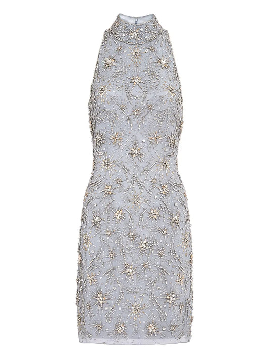 Jenny Packham Starry Night Embellished Mini Dress — Blue — Size S — Front View