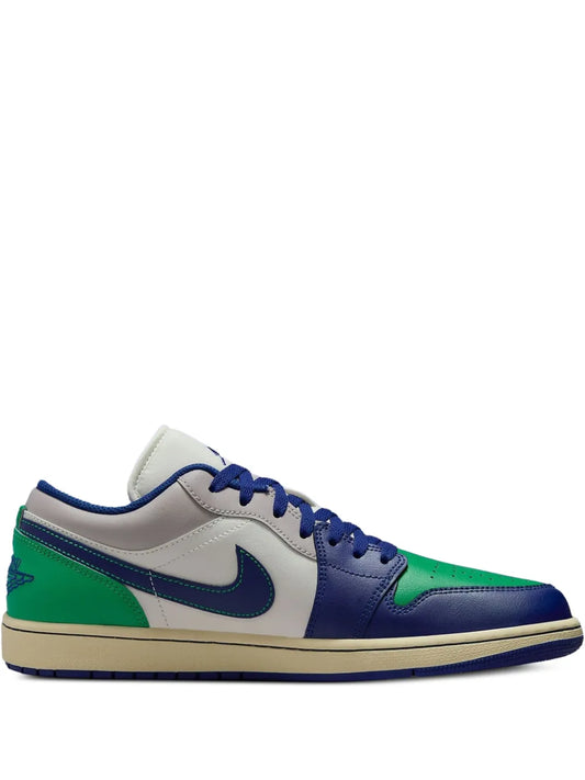 Air Jordan 1 Low Rare Air Sneakers — Blue/White/Green — Size US M 10.5 - US W 12 — Front View
