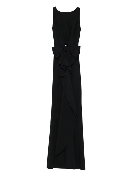 Chiara Boni La Petite Robe Bow Detail Draped Maxi Dress — Black — Size XS — Front View