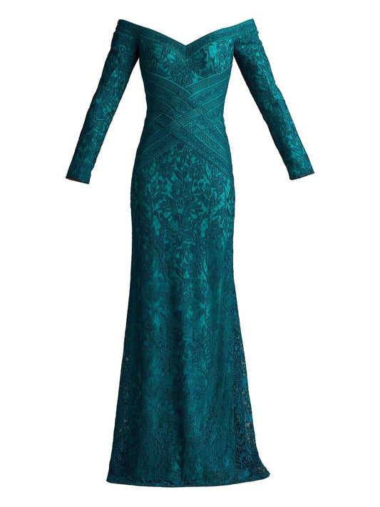 Tadashi Shoji Ishana Gown Dress — Blue — Size XS — Front View