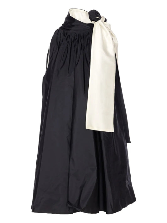 Max Mara Bow Detail Halterneck Dress — Black/ Red — Size XS — Front View