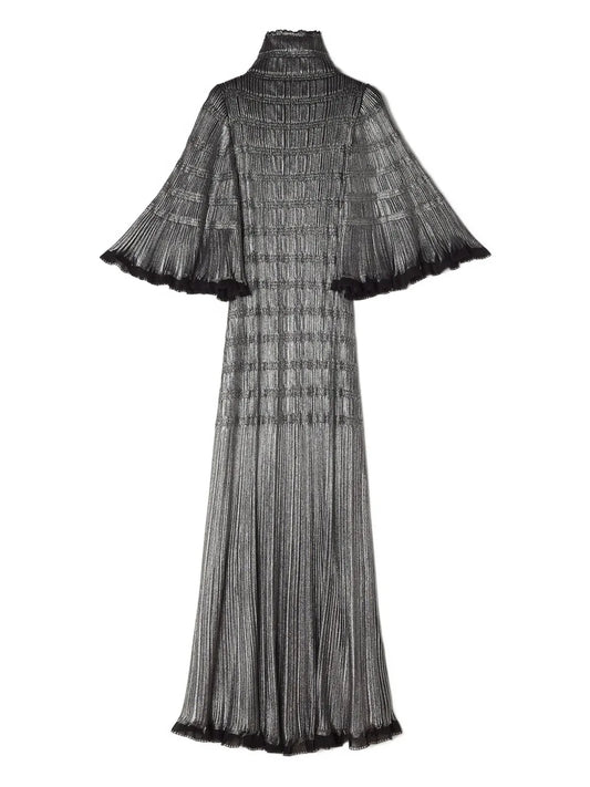 Lanvin High Neck Maxi Dress — Black — Size XS — Front View