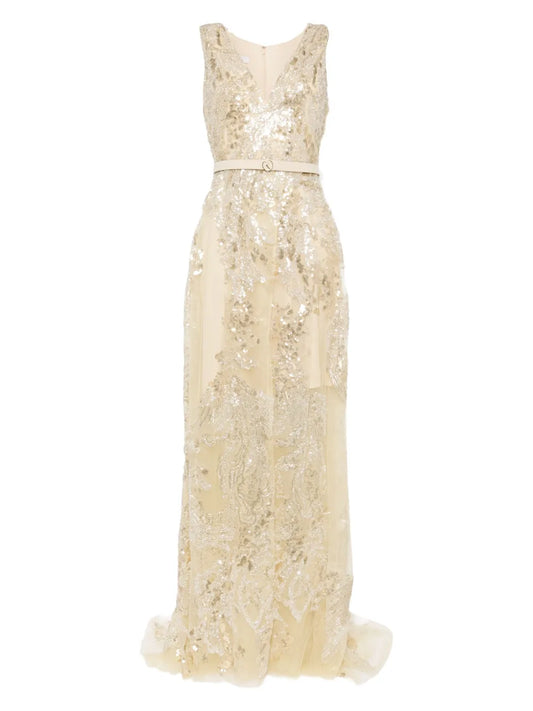 Saiid Kobeisy Embroidered Gown — Red — Size XS — Front View