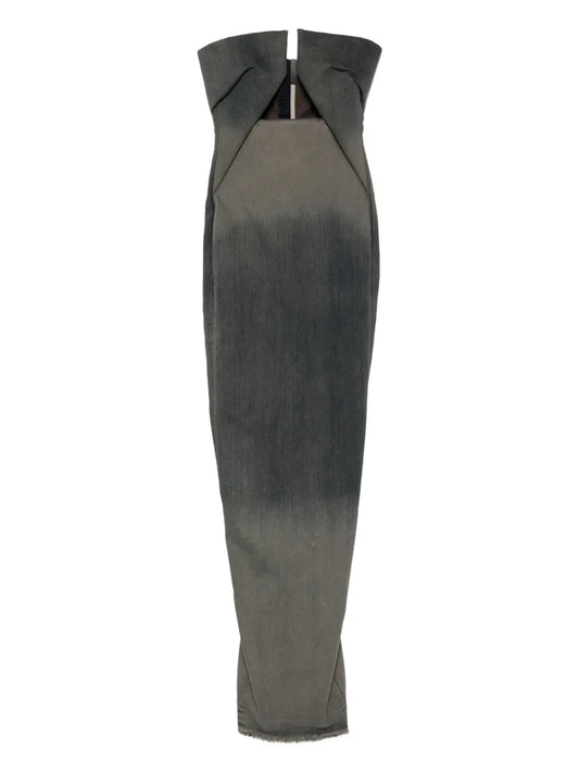 Rick Owens Cut Out Strapless Dress — Grey — Size XS — Front View