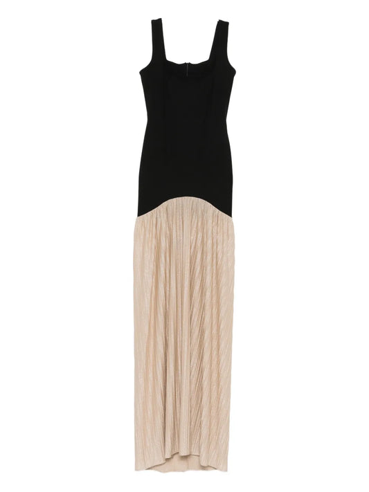 Roserry Pleated Sleeveless Midi Dress — Black — Size XS — Front View