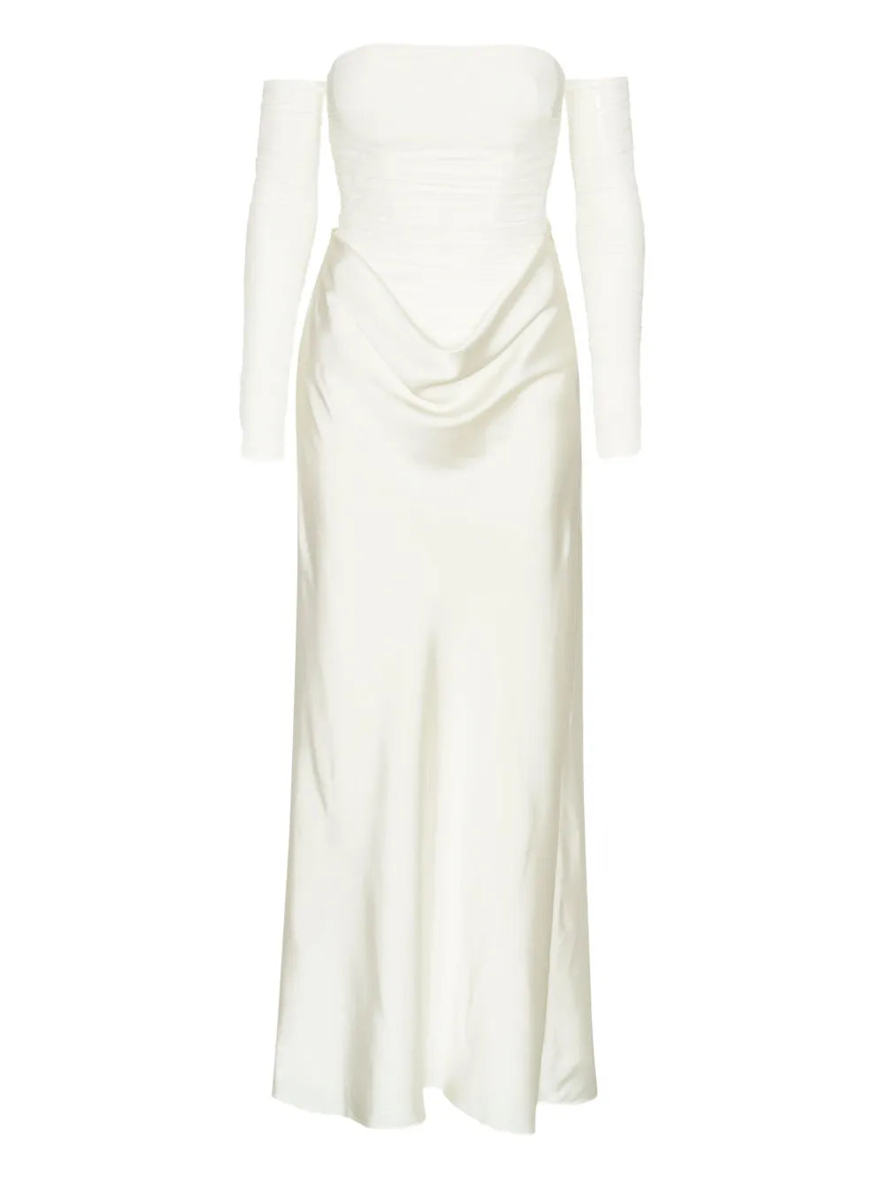Rotate Birger Christensen Ruched Details Maxi Dress — White — Size XS — Front View