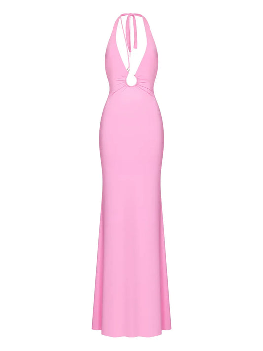 Korobeynikov Ring Detail Maxi Dress — Pink — Size S — Front View