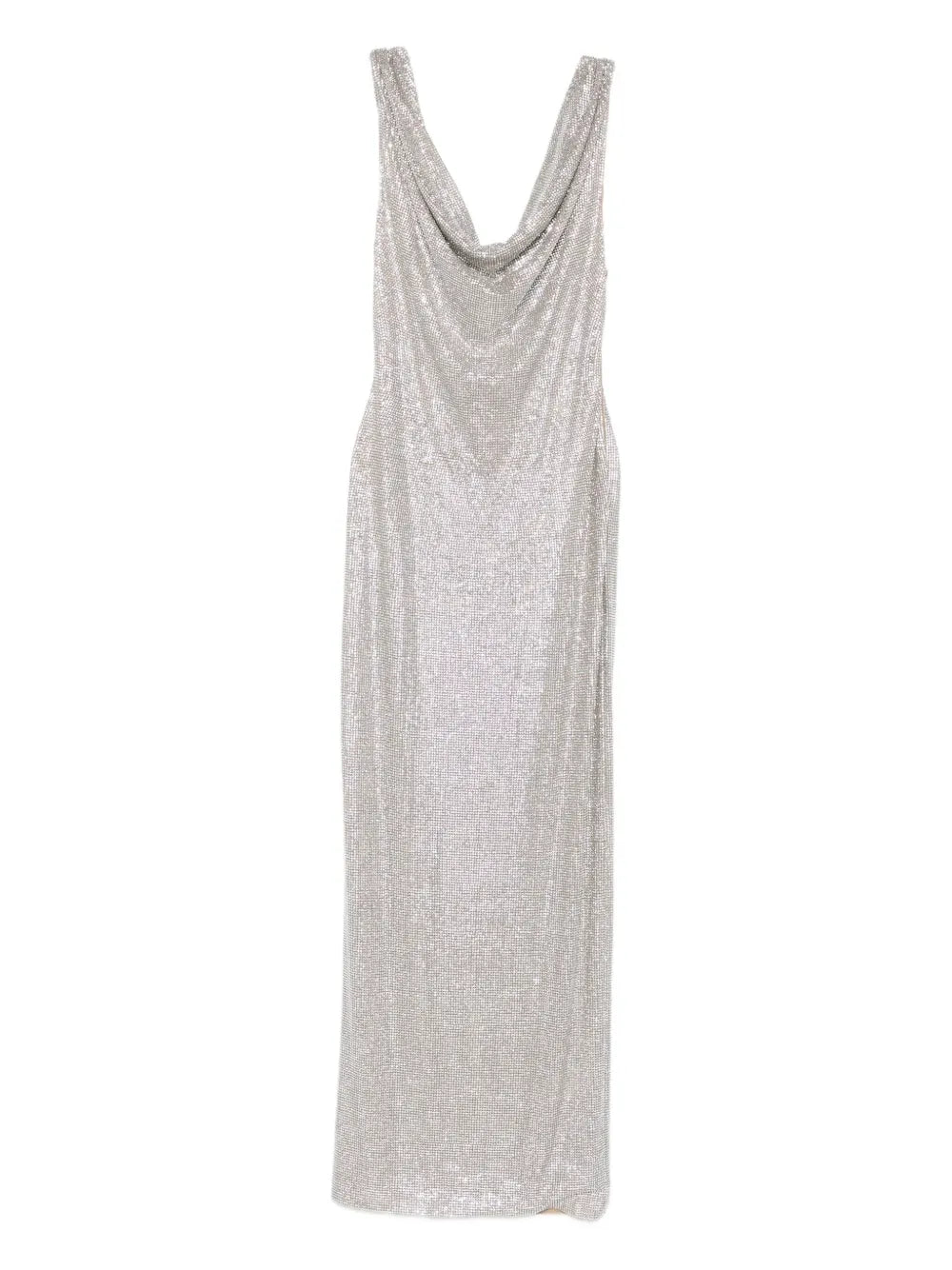 Giuseppe Di Morabito Cowl Neck Sequin Dress — Silver — Size S — Front View