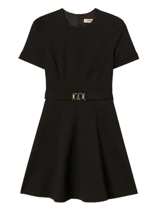 Twinset Oval T Buckle Dress — Black — Size M — Front View