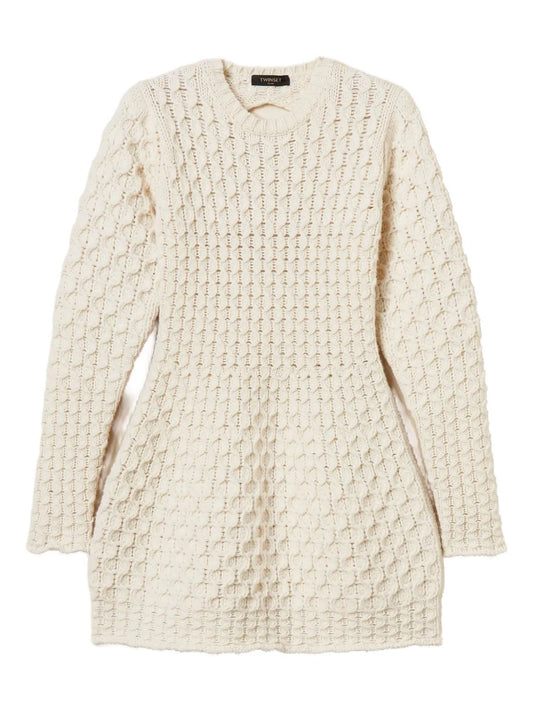 Twinset Open Back Dress — Beige — Size XS — Front View