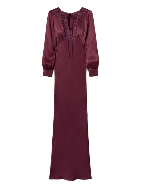 Twinset Lace Insert Satin Dress — Same as shown — Size XS — Front View