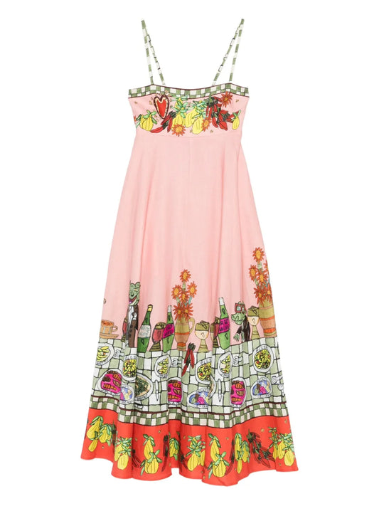 Alemais Floral Print A Line Dress — Pink — Size XS — Front View