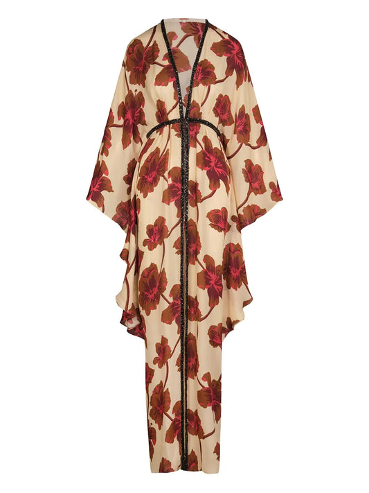 Johanna Ortiz Floral Print Maxi Dress — Cream — Size XS — Front View