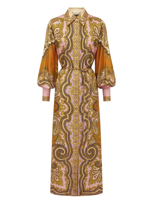 Alemais Paisley Print Puff Sleeve Maxi Dress — Same as shown — Size S — Front View