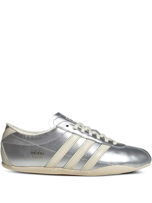 adidas Tokyo Silver Metallic / Cream White Sneakers — Silver-Tone — Size US M 11.5 - US W 13 — Front View