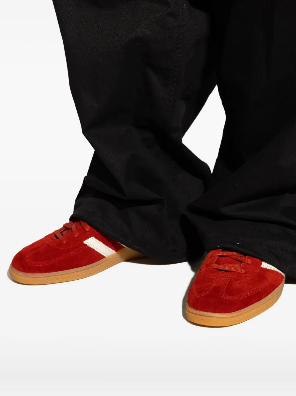 adidas Spezial Three-Stripe Suede Sneakers — Red — Size US M 8 - US W 9.5 — Detail View