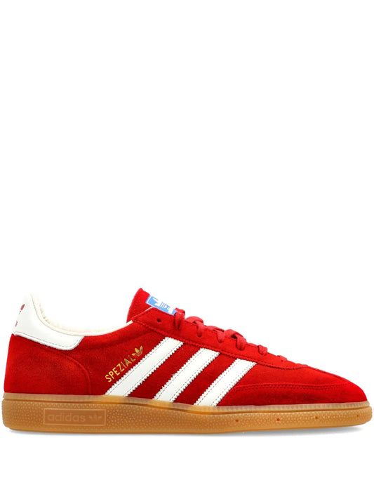 adidas Spezial Three-Stripe Suede Sneakers — Red — Size US M 8 - US W 9.5 — Front View