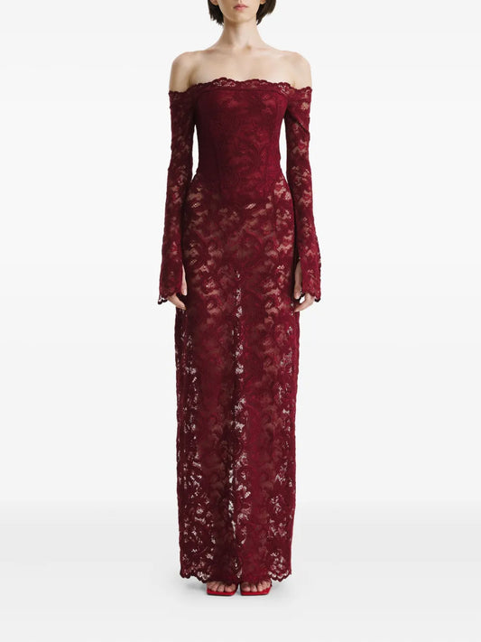 2310 Studio Lace Off Shoulder Maxi Dress — Same as shown — Size XS — Front View