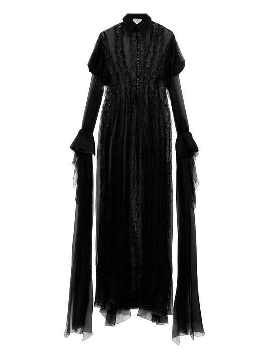Blumarine Lace Panelled Puff Sleeve Top — Same as shown — Size S — Front View