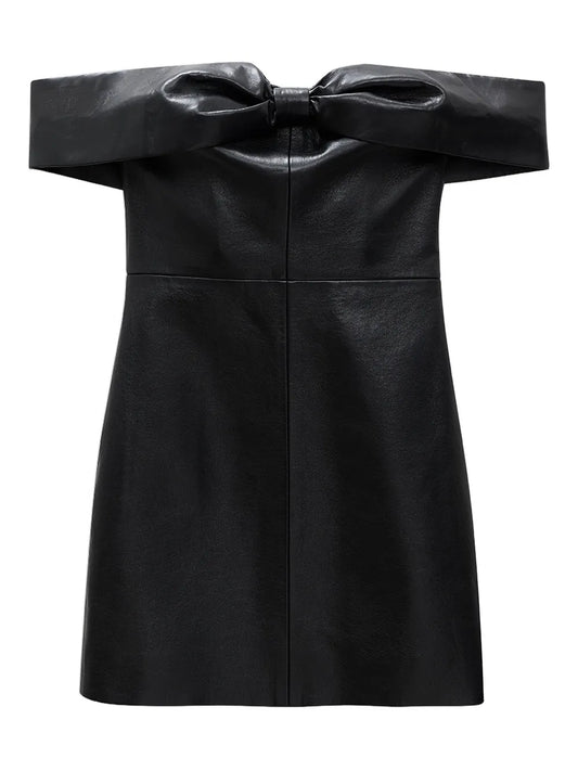Anine Bing Bow Detailing Strapless Mini Dress — Black — Size XS — Front View