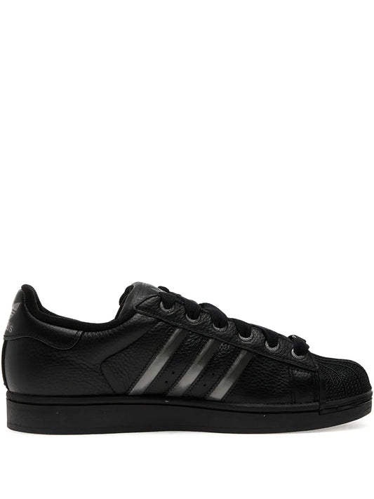 adidas Superstar Ii Shell-Toe Three-Stripe Sneakers — Black — Size US M 4 - US W 5.5 — Front View